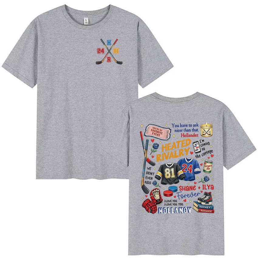 Heated Rivalry Print Graphic T Shirts Movie Shane Hollander 24 Ilya Rozanov 81 Vintage 100 Cotton Tshirt Men Women Fans Tops