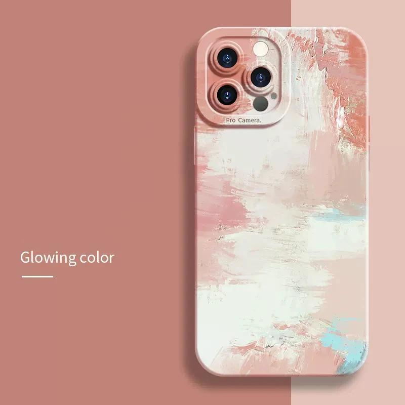 Watercolor Oil Painting Phone Case For iPhone 14 13 12 15 16 17 Air Pro Max 16E 11 7 8 Plus X XS XR SE Soft Matte Silicone Cover