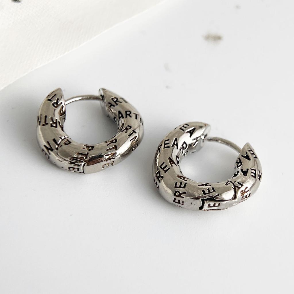 Xiaomi 925 Sterling Silver Vintage Earrings For Women Trendy Simple Retro Letters Earring Jewelry Prevent Allergy Party Accessories