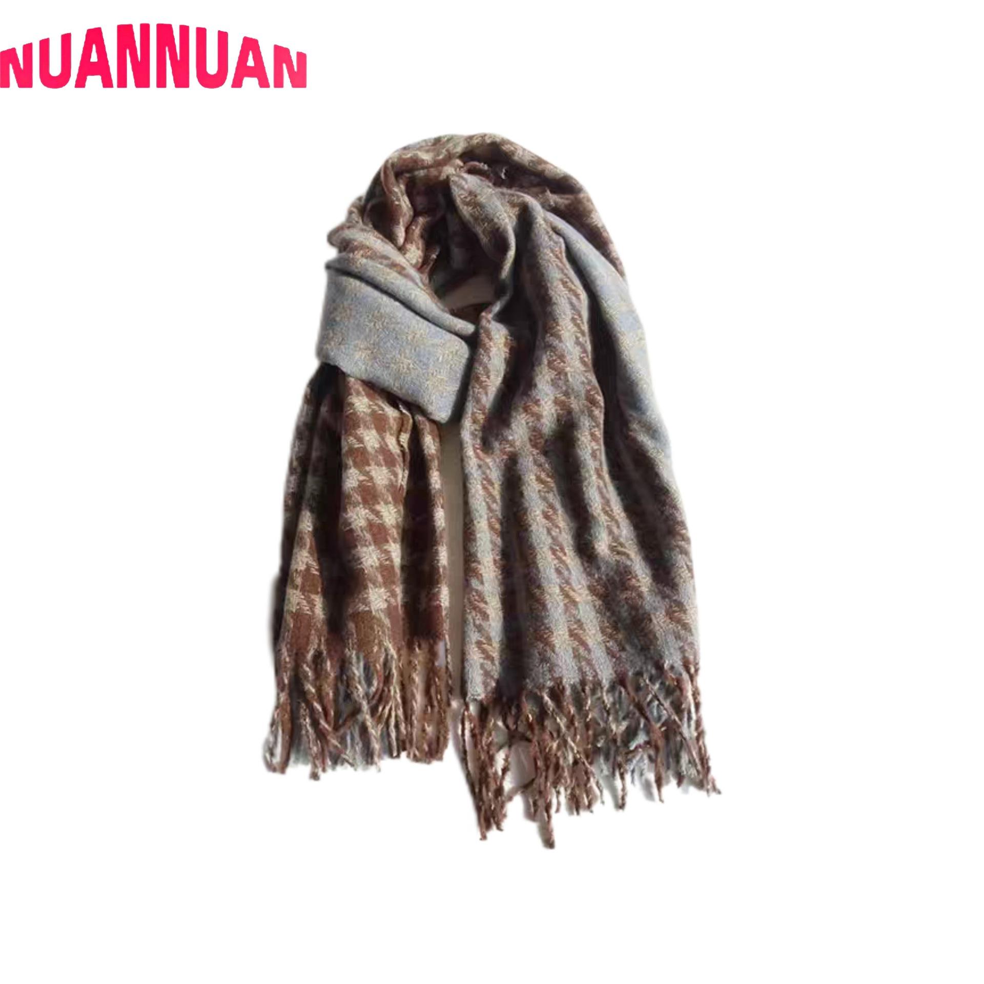 

New scarf women s versatile plaid thickened thermal shawl office air-conditioned room shawl 180 * 65 (20 tassel) 220g коричневый