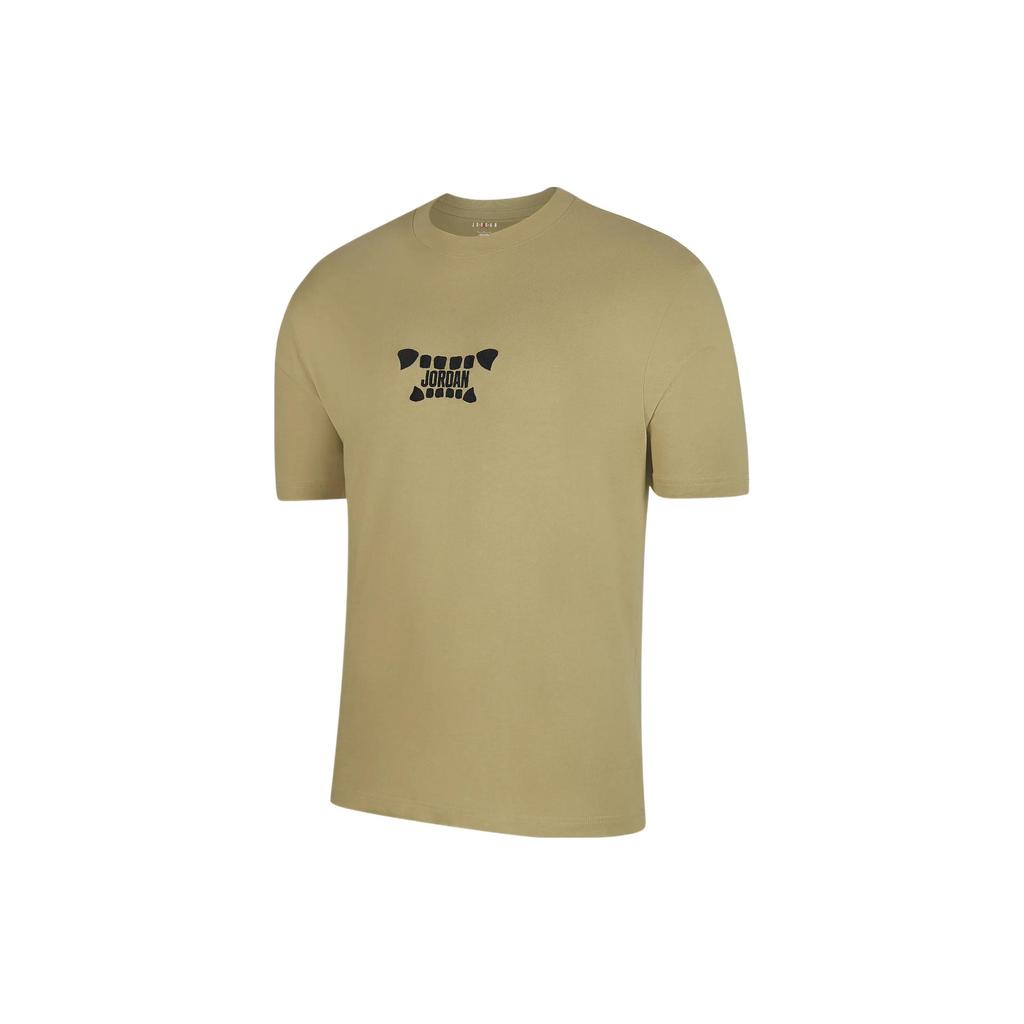 Jordan Logo Print Cotton Crewneck T-Shirt Men Tops Wheat-Green DX5970-718