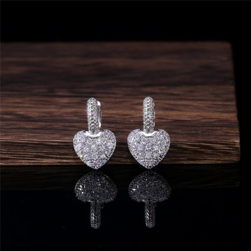 Heart Cubic Zirconia Nuptial Bridal Drop Earrings Eternity Love For Women Engagement Accessories Voguish Stylish JewelryFashion Drop