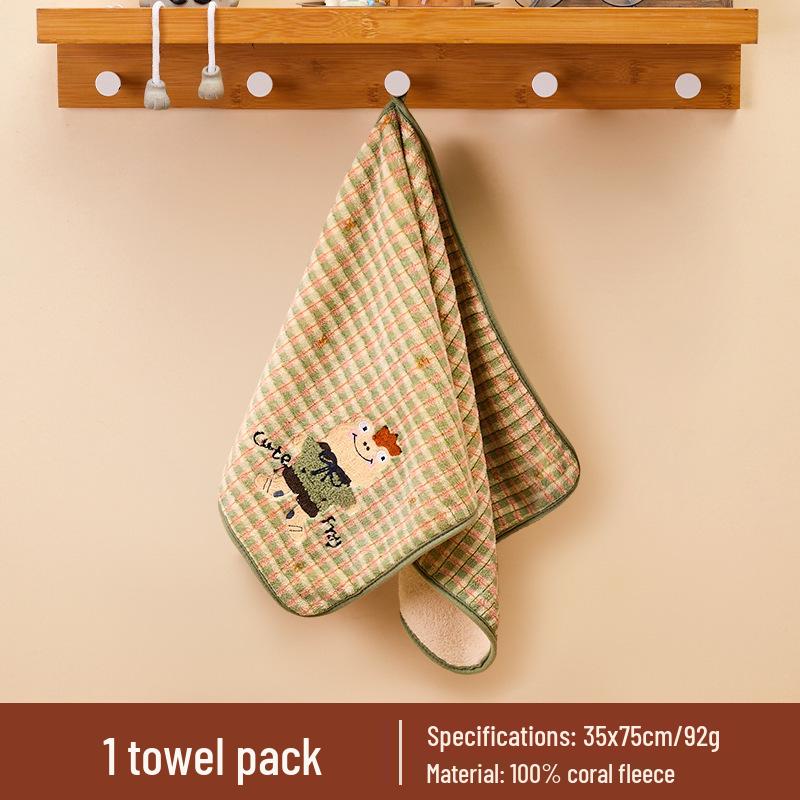 Soft High-Density Coral Fleece Towel - Absorbent, Thick Face & Hair Drying with Fresh 3D Floral Design