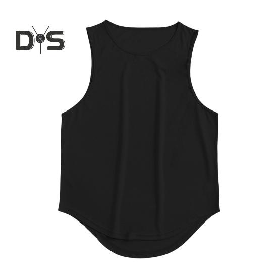 

Мужской летний спортивный жилет с круглым вырезом, хорошая воздухопроницаемость, сплошной цвет, без рукавов, впитывающий пот, быстросохнущий пуловер, майка для бега для тренажерного зала и фитнеса M чёрный