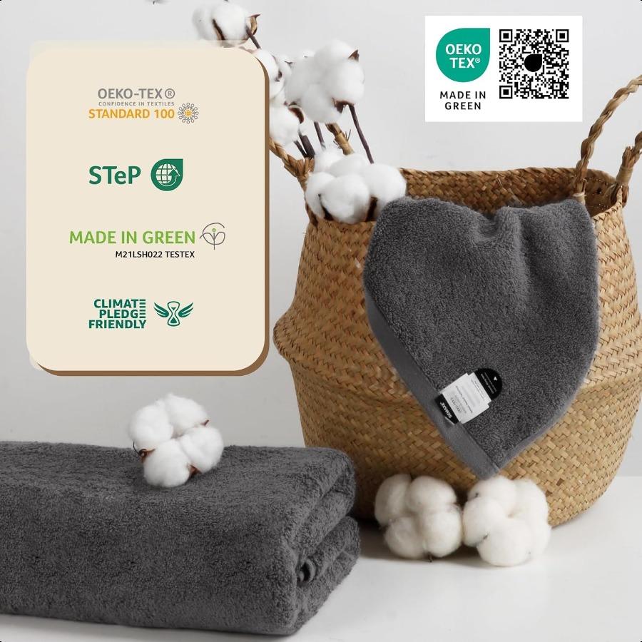 Grey Bath Towels Set of 4 100 Cotton Luxury Bathroom Towels Soft Absorbent and QuickDrying 55x27 Perfect for Hotels Gyms and Sp