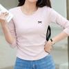 Navava Women S Ribbon PoinT Round Neck Long Sleeve T ShirT nT3053