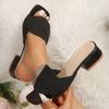 Fashion Fashion Summer Women Colorblock Braided Chunky Heeled Sandals Going Out Female Beach Shoes Korean Style High Heels Slippers