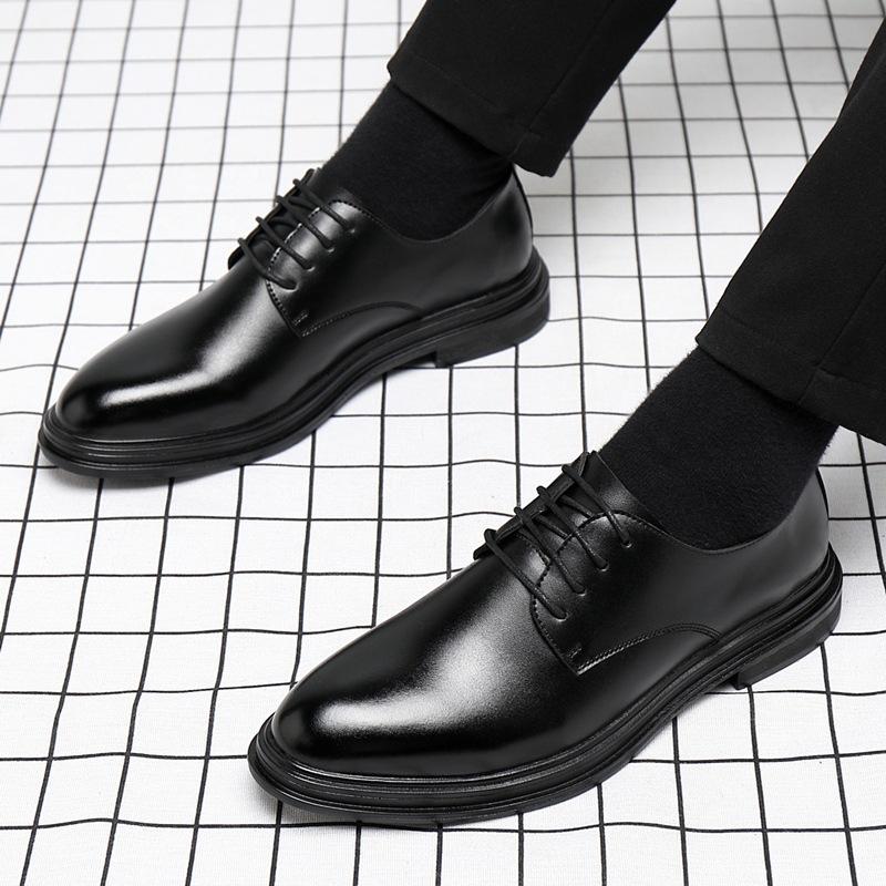 Men Business Dress Shoes Black Soft Leather Men Heighten Formal British Groom Shoes Casual Wedding Men Oxfords Suit Shoes