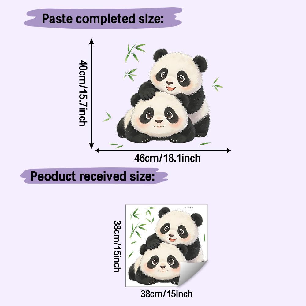 

Cartoon Cute Panda Bamboo Leaves Static Cling Window Sticker for Glass Showcase Home Wall Decor 38X38CM разноцветный