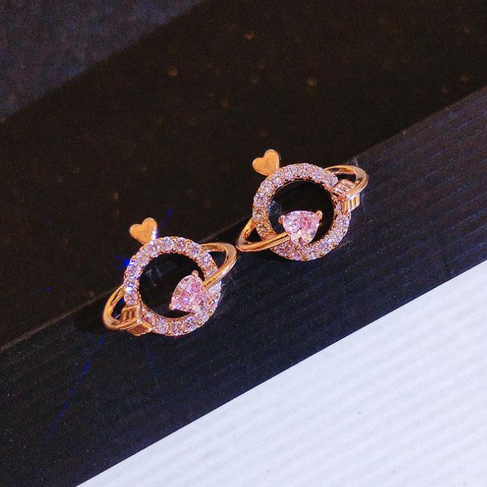 High Sense Of Love Cupid S Arrow Stud Earrings Trendy Temperament Micro-Inlaid Love Earrings Women