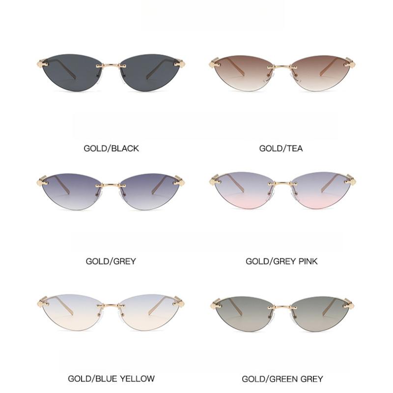 Ladies Sunglasses, Rivet Triangle Cat Eye Sunglasses, Frameless Fashion Sunglasses