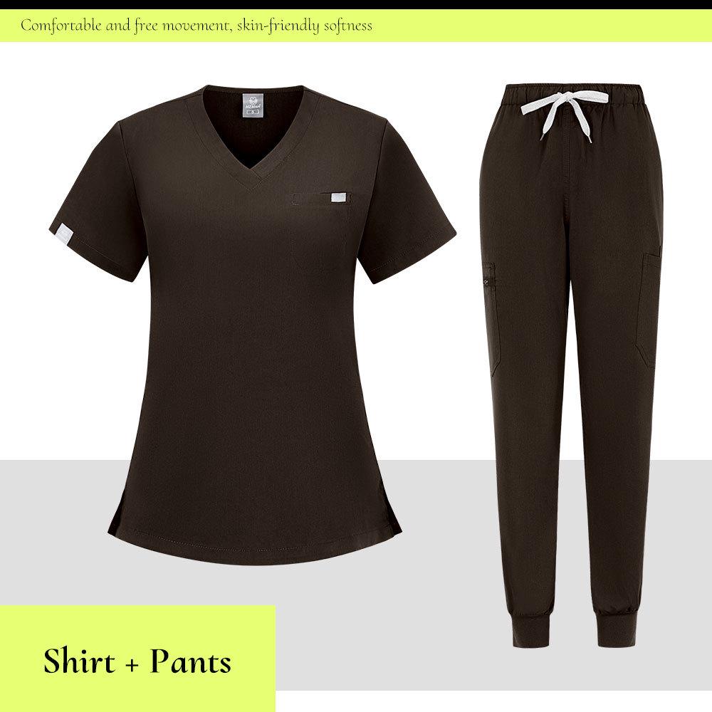 Sjuksköterskeskrubbdräkt i åtta färger - Andningsbar, Svettabsorberande Damuniform för Djursjukhus
