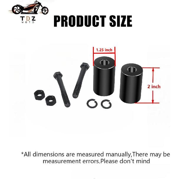 TDZ A Pair Black 2'' Inch Rise Handlebar Risers Extension For Harley 1-1/4'' Handlebars Black Motorcycle Spacers
