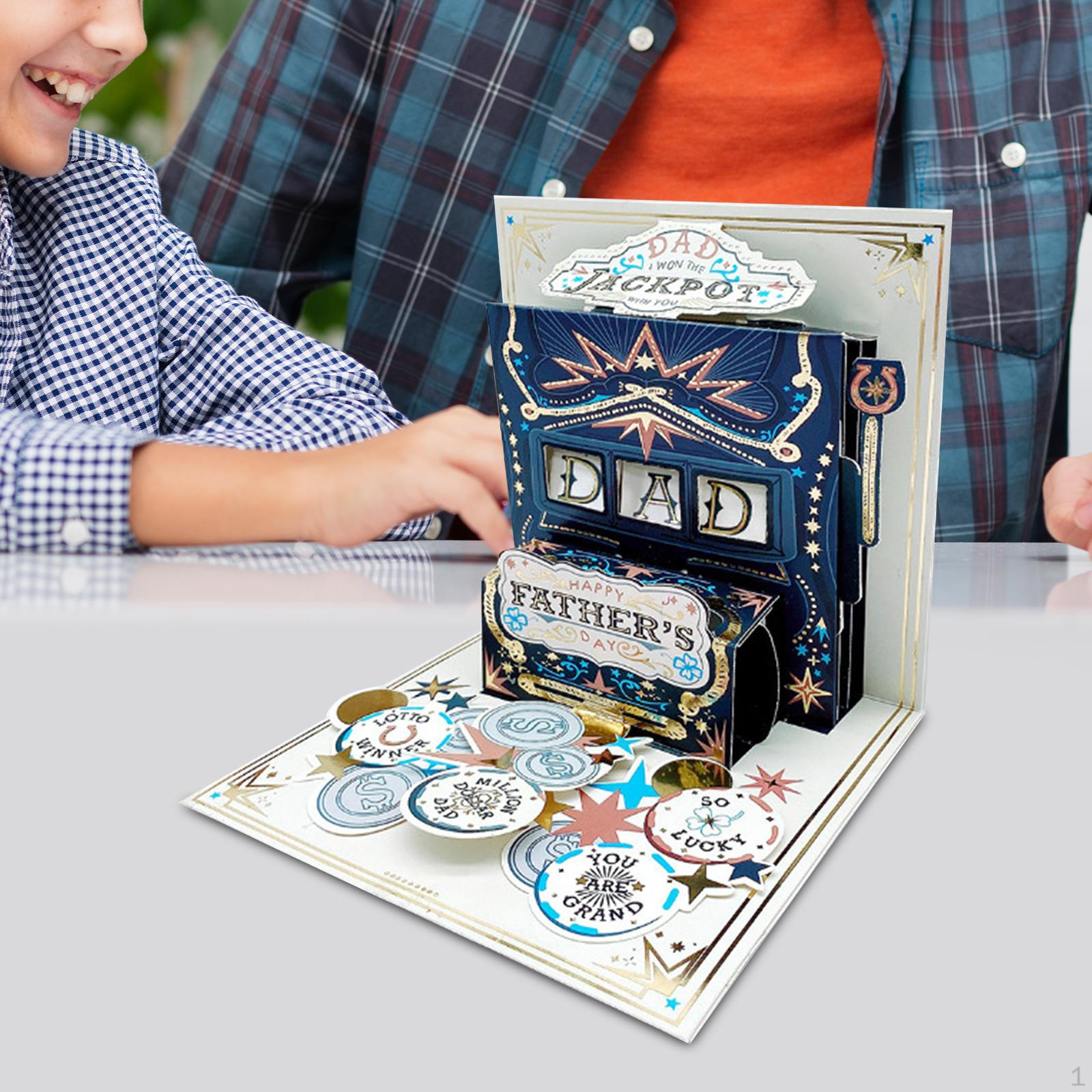 

Открытка ко Дню отца 3D Поздравление к празднику от Сына Дочери Счастливый Всплывающий Папа