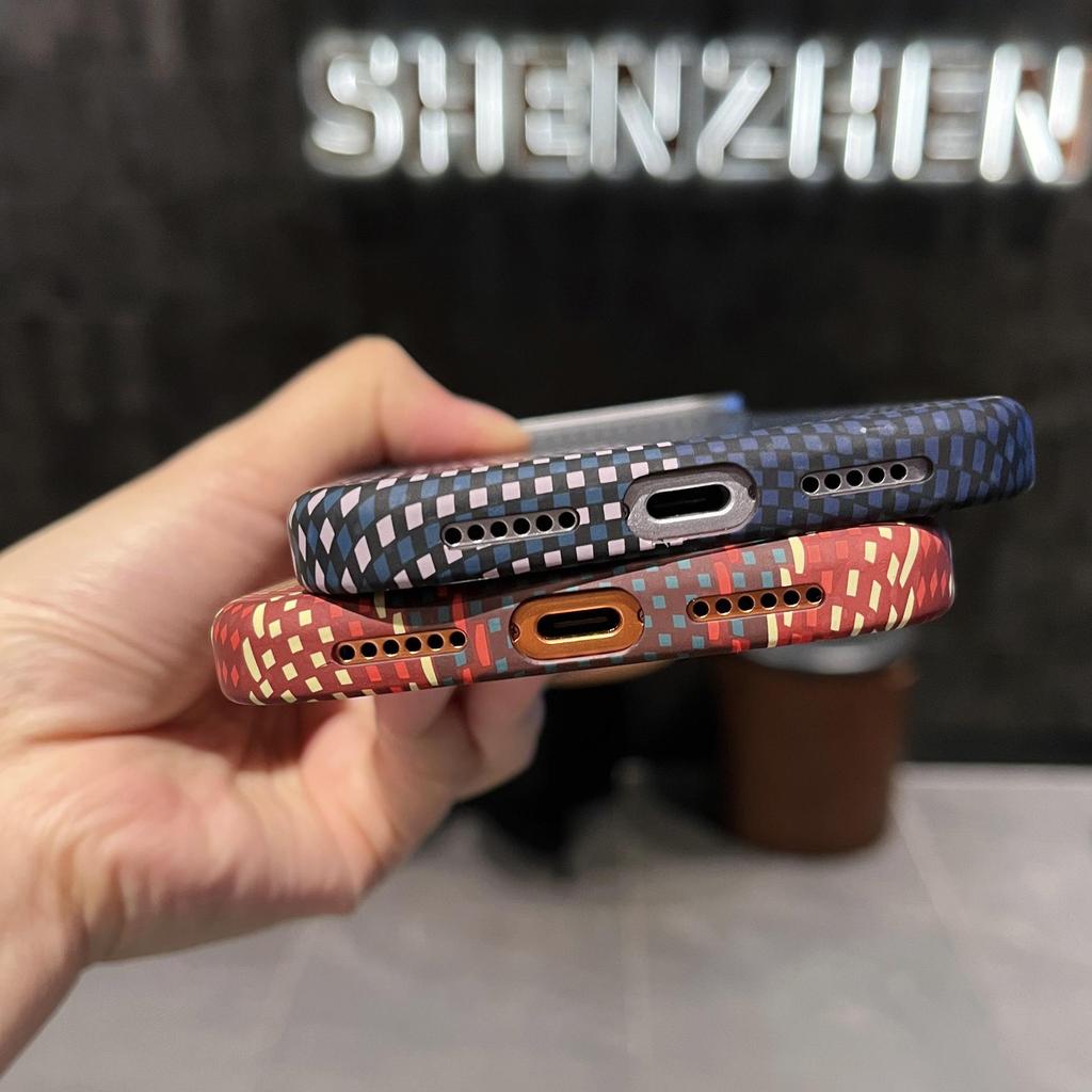 Sunset Golden Mountain Carbon Fiber Magnetic Case for iPhone 17 Pro Max - Full Coverage Metal Lens Protection