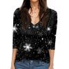 Women's T Shirt CHristmas Print 3/4 Sleeve Daily Weekend Fashion Basic V- Neck Regular Top