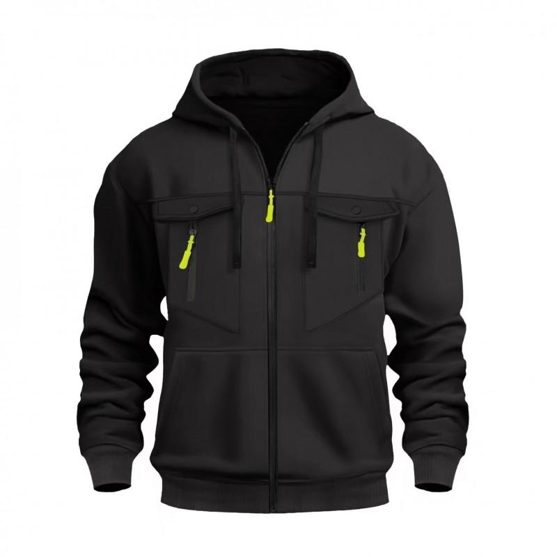 Mens New Fall Winter Hooded Sweatshirt Casual Trendy Zip Pullover Loose Fit Streetwear