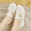 Not Tired Feet Women's Shoes Soft Sole Hollow Leather Shoes Women's Summer New Casual Thick Sole Velcro Slope Heel Single Shoes Women