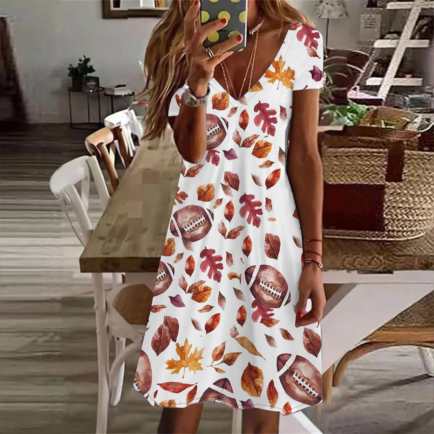 

Летняя мода женские V-образный вырез короткий рукав цветочный принт платье сексуальные короткие юбки платья 8XL коричневый