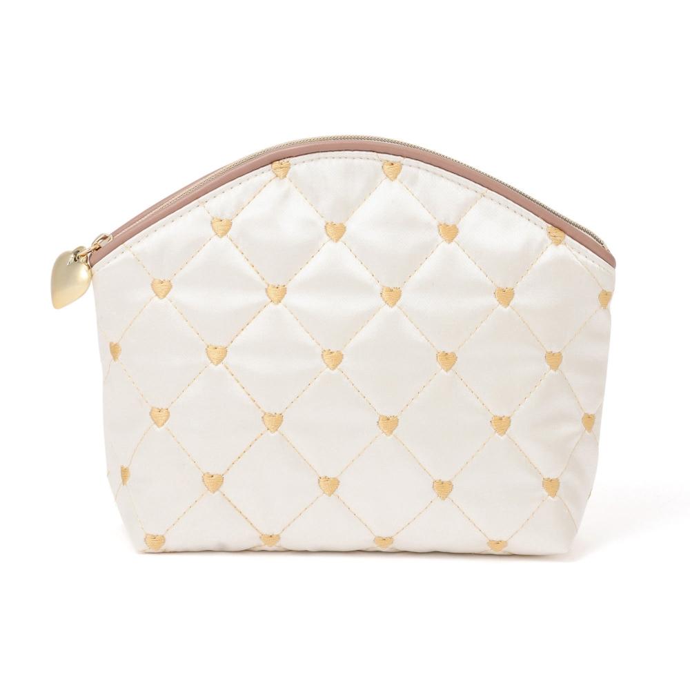 Franc Franc Japan Herzstich Satinbeutel L Elfenbein