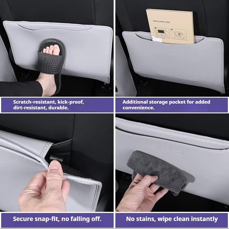 For BYD Sealion 06 EV DMI Seat Back Kick Pad Leather Armrest Storage Box Anti Scratch Protector Semi-Wrapped Car Accessories