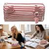 High Quality Pink Striped Pen Bag Cat Ear Design Large Capacity Stationery Pouch Zipper Closure Pencil Case Gift