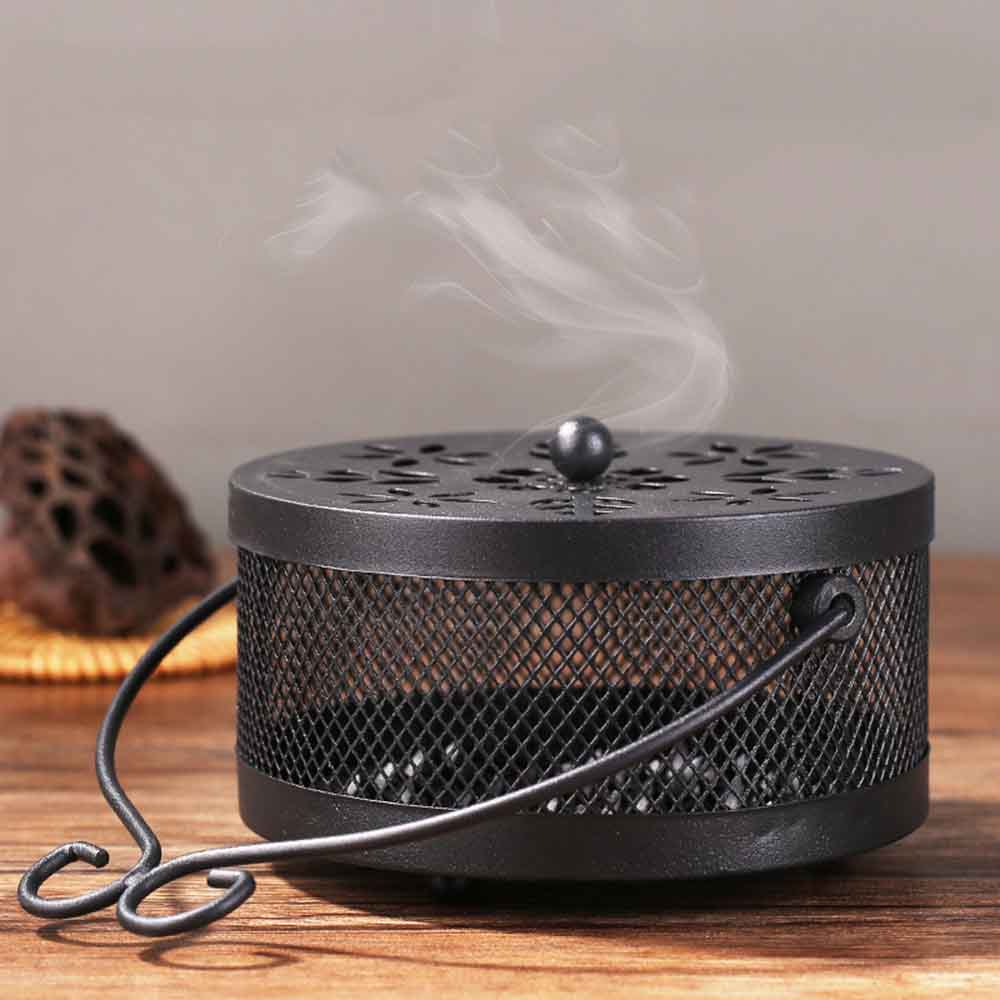 Portable Retro Round Iron Incense Burners Mosquito Coil Holder Fireproof Home Decor Outdoor Camping Garden Incense Accessories