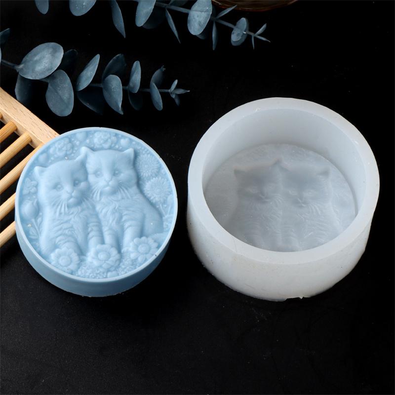 3D Roundness Embossed Love Cat Silicone Soap Mold DIY Cat Paw Candle Soap Mould Chocolate Cake Baking Tools Home Decor Gift