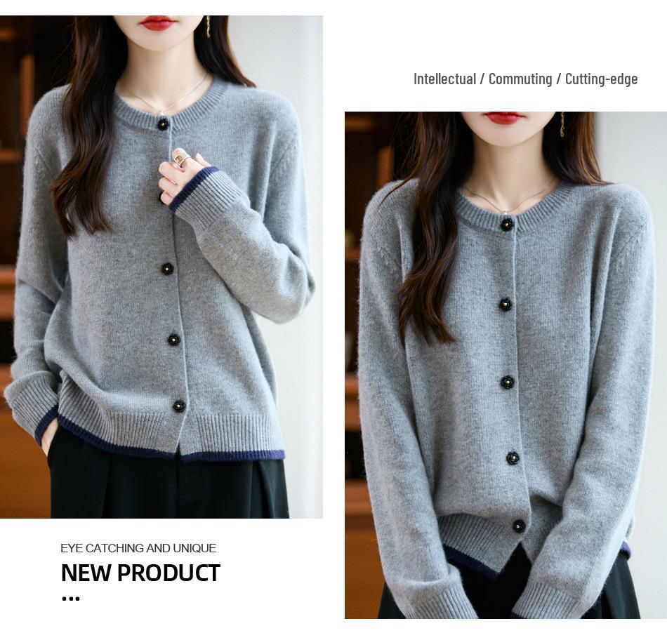 Women's Retro Camellia Button Cardigan - Elegant Niche Design for Spring & Autumn Versatility