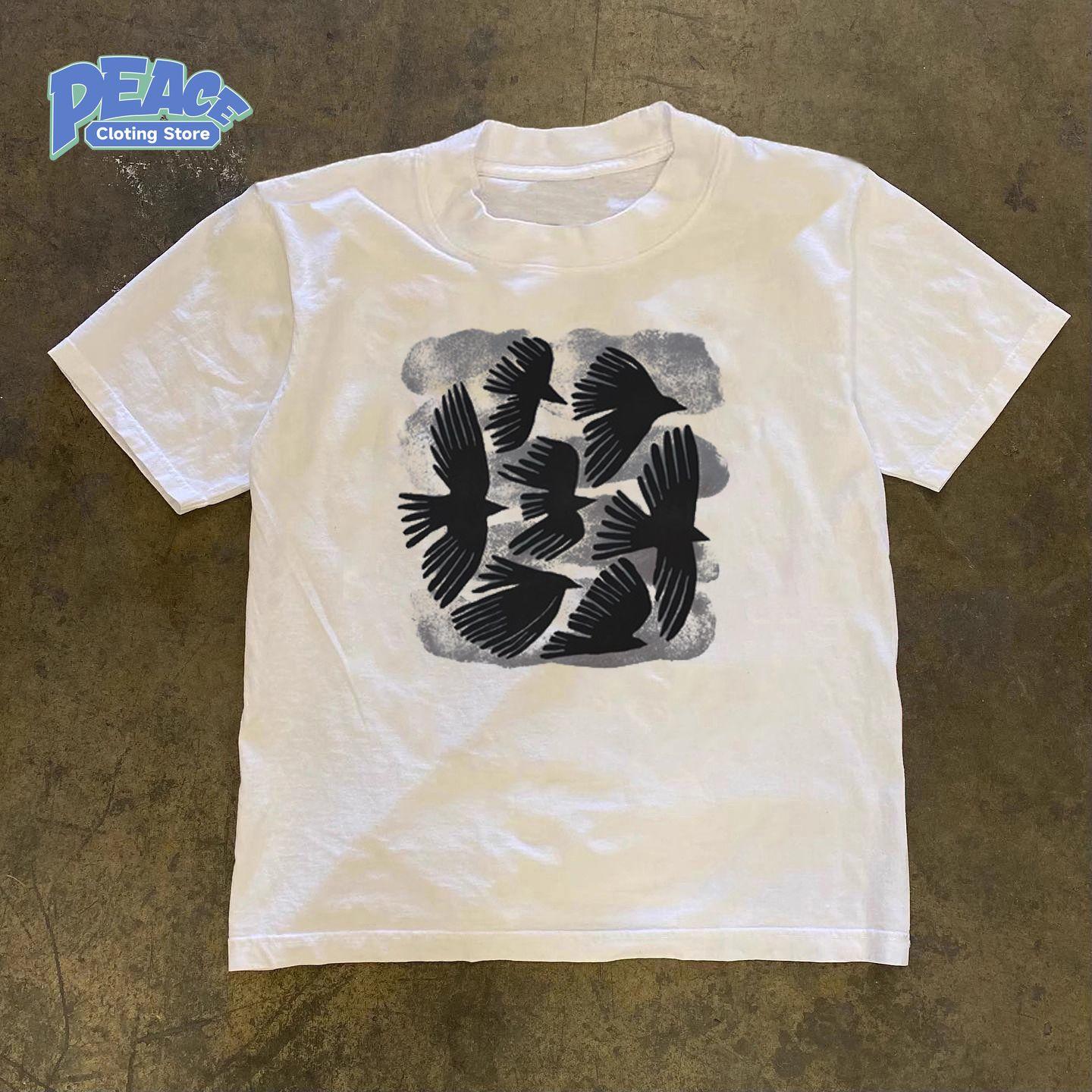 

Groups of Crows Printed T-shirt for Men and Women 100% Cotton T-shirt Summer Streetwear Fashion Casual Comfy Graphic Tee Vintage S
