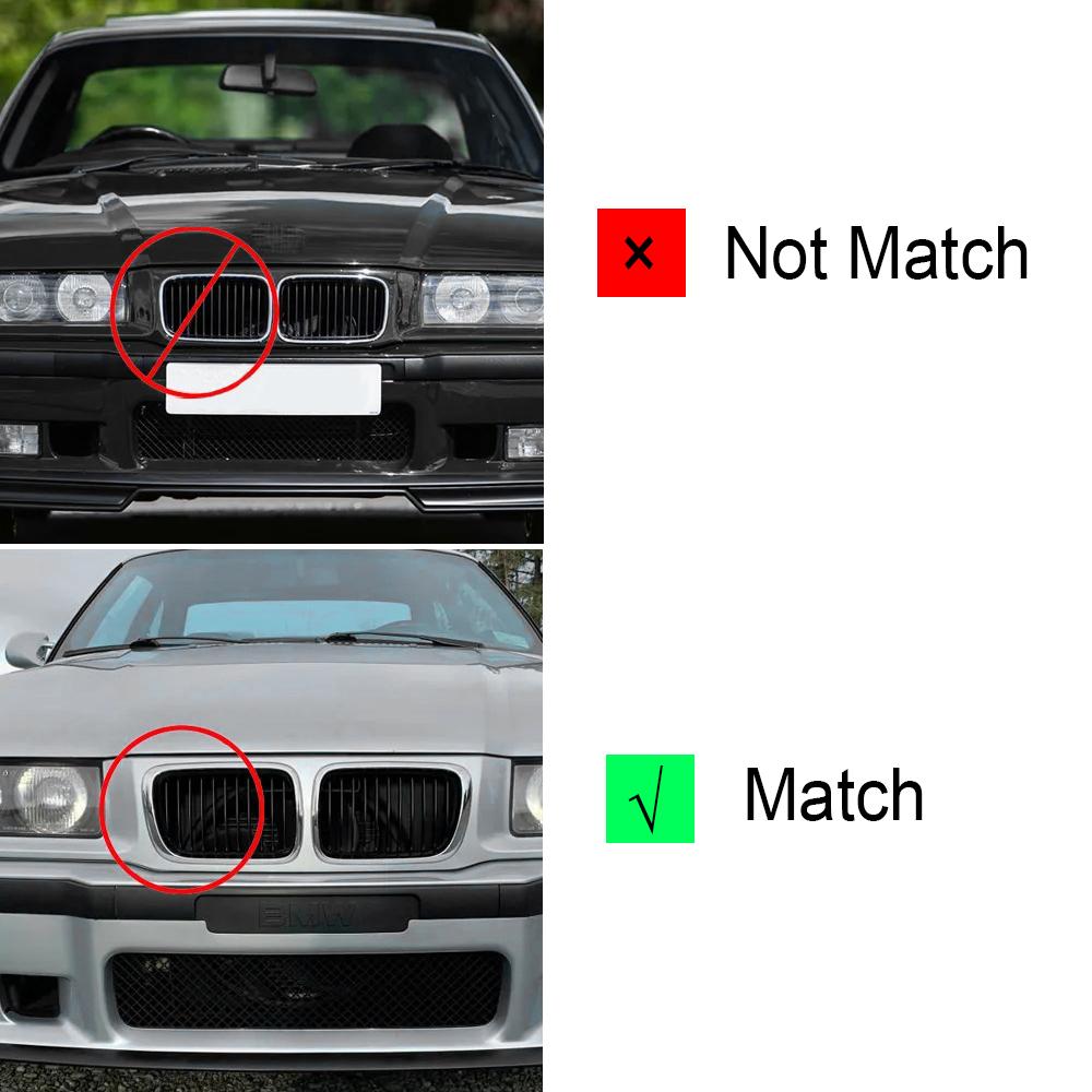 Auto Frontklappe Nieren-Kühlergrill Glänzend Schwarz Für BMW E36 3er Serie 1997 1998 1999 Facelift 51138195152 51138195151