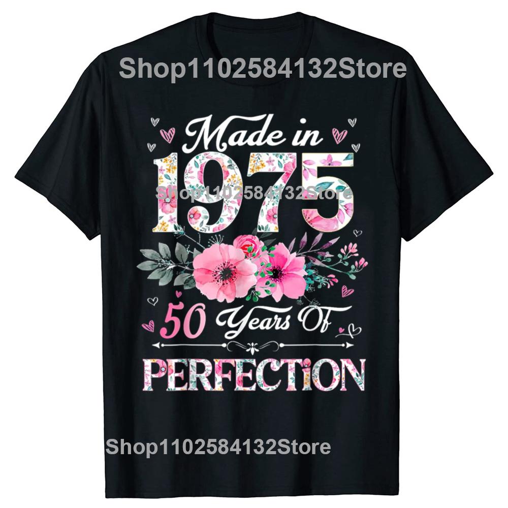 50-årsdagspresenter Män Kvinnor 50 År Gammal Vintage 1975 Party T-shirt Kvinnor Män Kläder Streetwear Grafiska T-shirts Toppar