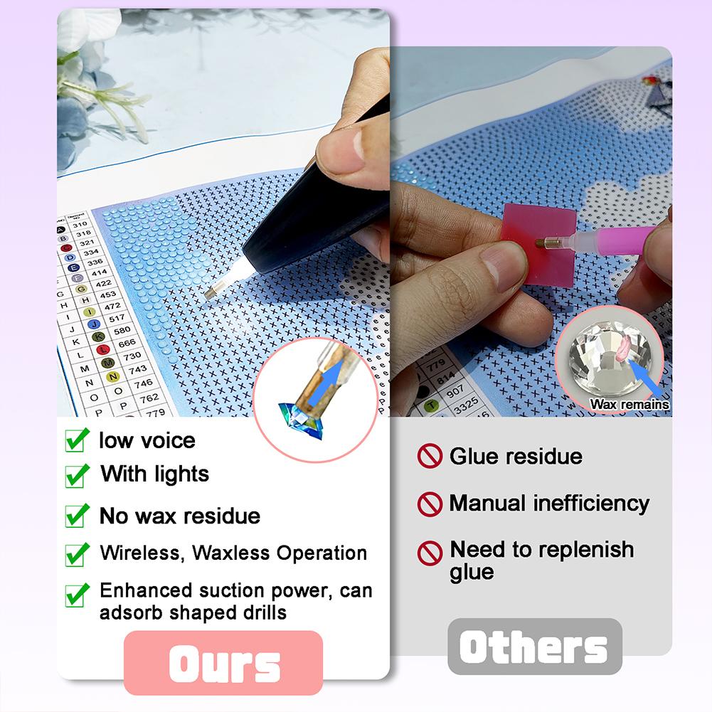 Vakuum Diamantkunst Penn Trådløs Diamantkunst Malepenn Diamantkunst Tilbehør for Voksne Gave til Diamantkunst Fans