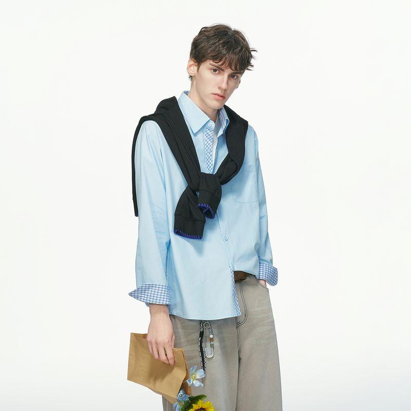 

Dream Made Клетчатая белая рубашка для мужчин, Осенняя повседневная одежда для ношения под пиджак, Рубашка с длинным рукавом Cleanfit для рабочей одежды Blue 2XL