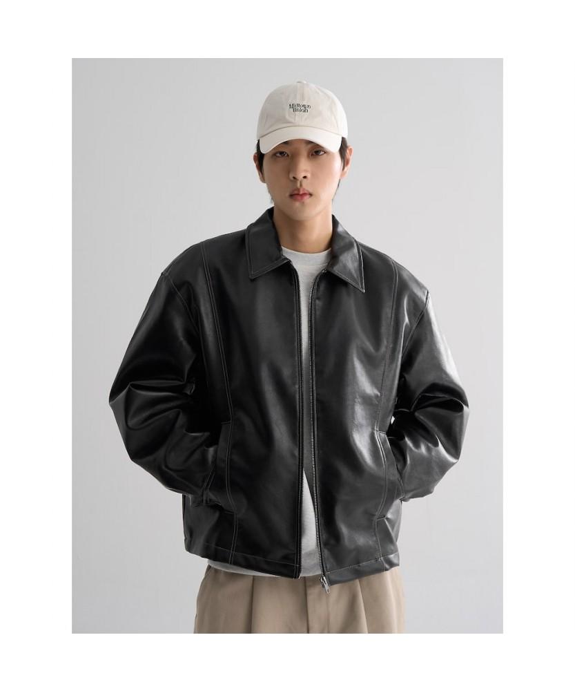 8seconds Faux Leather Topstitch Blouson Black