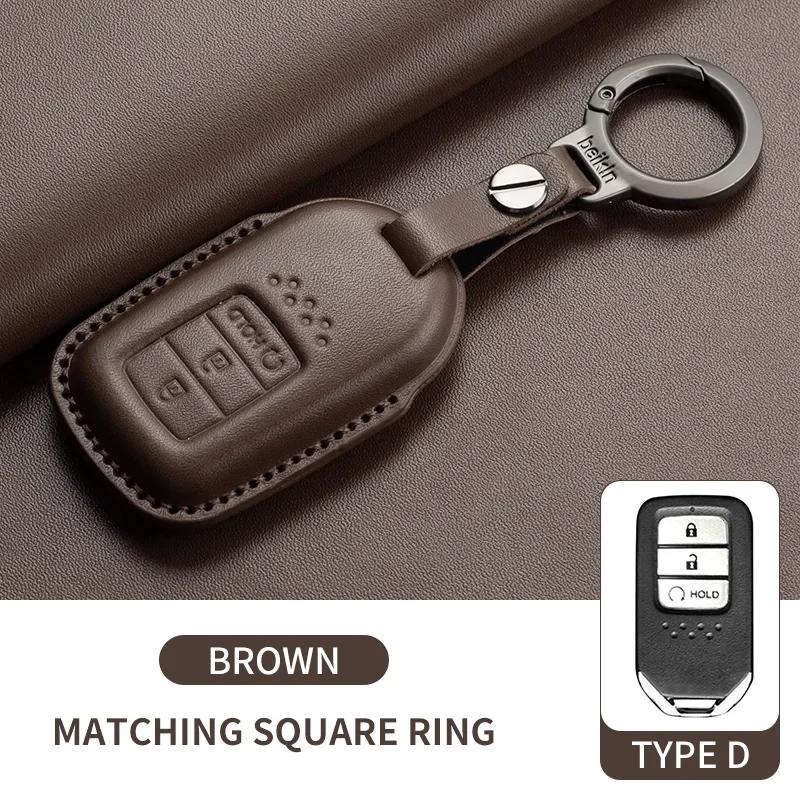 For Honda Civic 11th 2022 for Honda Civic Accord HR-V CR-V 2023 Key Fob Shell Accessories Leather Car Folding Key Cover Case