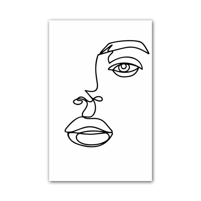Nordic Minimalist Line Figure Painting Canvas Painting Abstract Face Poster Office Living Room Bedroom Home Decoration Mural No Frame