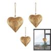 Metal Heart Bell with Hanging Rope Wall Decor Heart Shaped Iron Ornament Golden Antique Heart Bell Home Decor Accessories