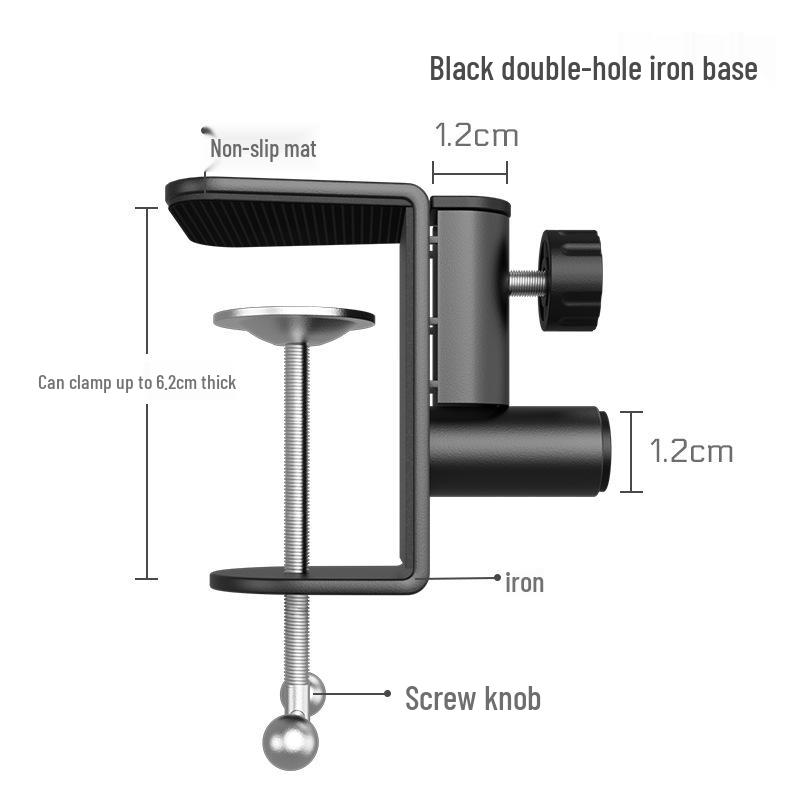 Lazy Person Phone Live Stream Stand with Mic Clip and Stable Boom Base