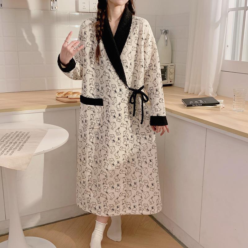 New Style Air Cotton Maternity Nursing Nightdress – Long Sleeve, Suitable for Autumn/Winter, Perfect for Postpartum/Breastfeeding
