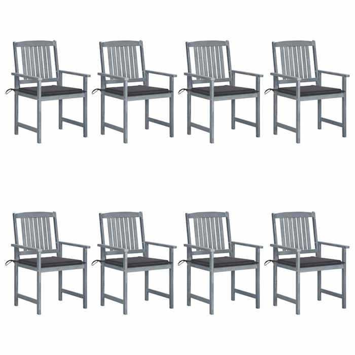 VidaXL Set of 8 Garden Chairs with Cushions, Patio Seats, Dining Chairs, Outdoor Patio Furniture, 3078222