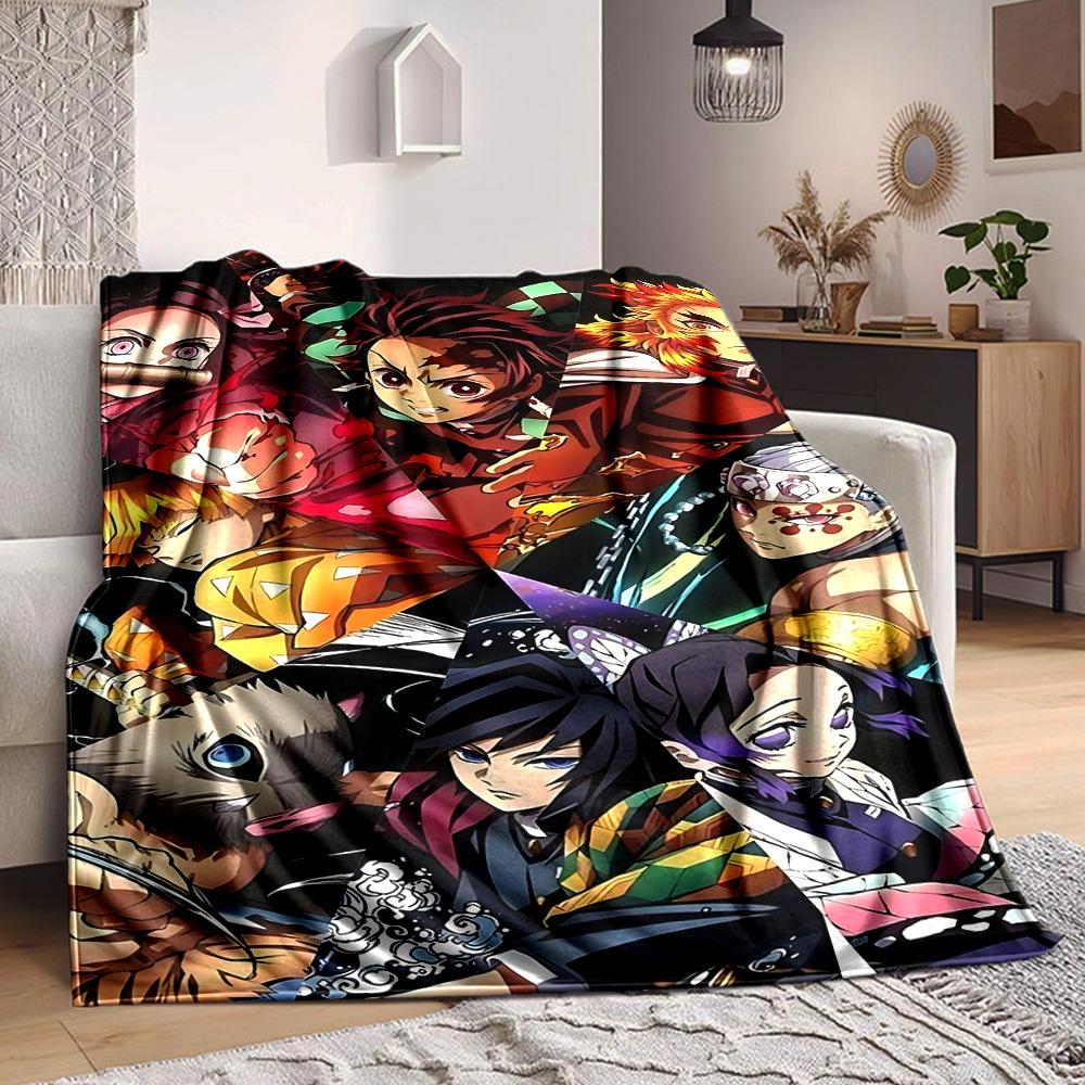1pc Demon Slayer Blanket Lightweight Flannel Blanket Throw Blanket For Sofa, Bed, Travel, Camping, Livingroom, Office, Couch