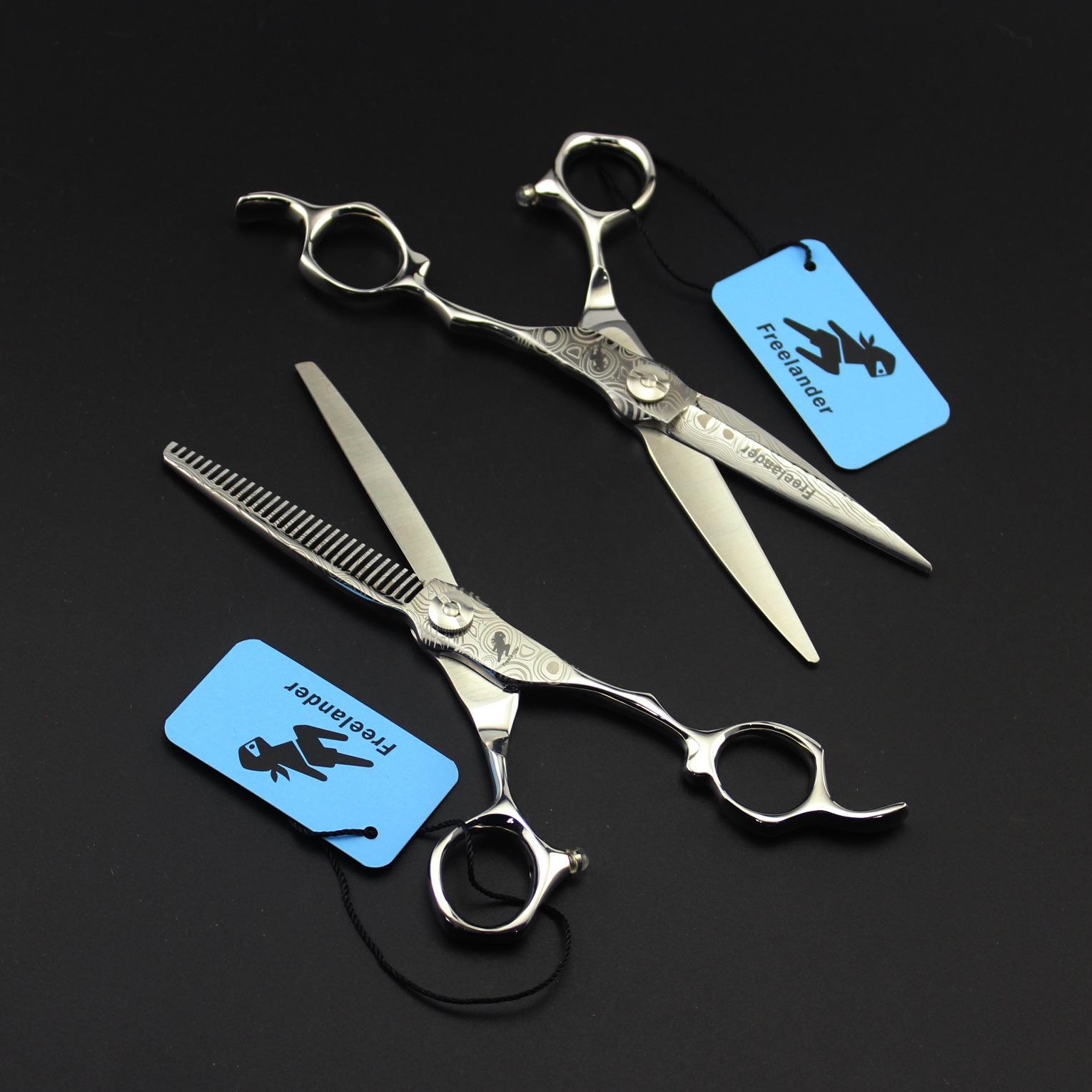 6.0 God Walker CDM Damascus Serrated & Thinning Hairdressing Scissors 5.5-inch CDM Straight Scissors