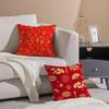 Chinese Red Festive and Auspicious Patterns Cushion Cover Throw Pillow Cover Hidden Button Durable Polyester Chair Cushion