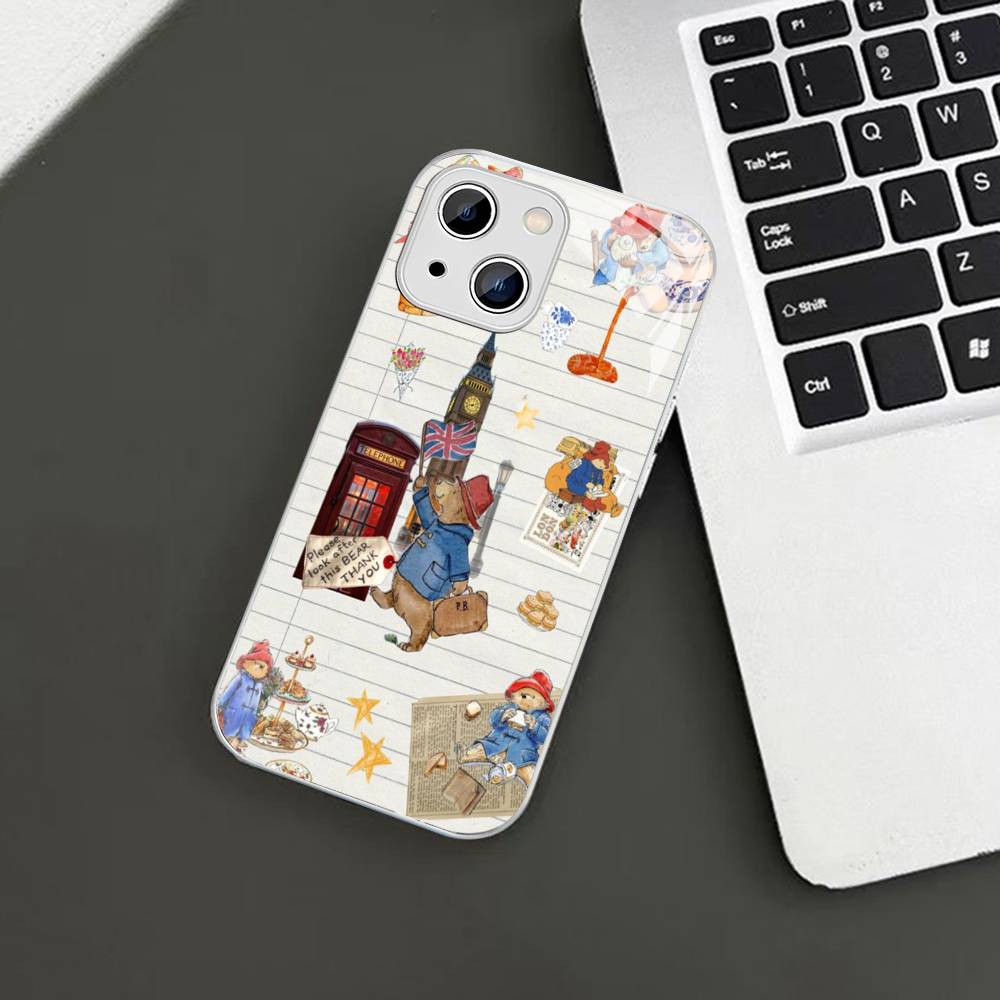 Cute P-Paddingtons Bear For IPhone 14 13 12 Mini 11 Pro XS Max X XR 14 Plus Tempered Glass Cover
