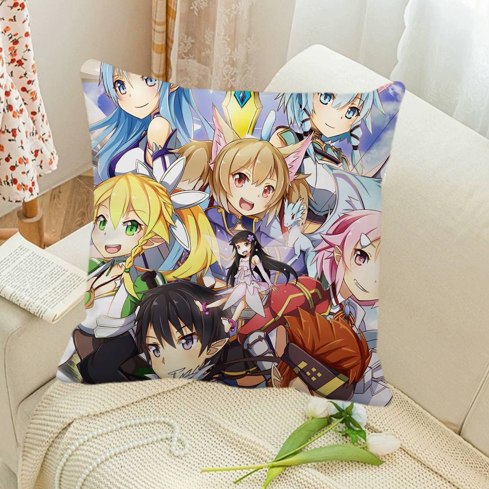 Sword Art Online Anime Pillow Case Square Pillow Bedroom Sofa Leisure Comfort Cushion Car Home Decoration