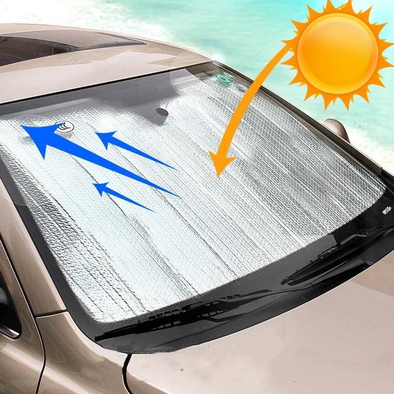 Car Front Window Sunshade UV Protection Retractable Shade Sun Protector Windshield Visor Cover Auto Curtain Sunshade Accessories