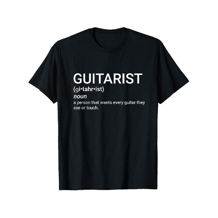 Gift for Guitar Player - Funny Guitarist Definition T-Shirt Music Lover Apparel with Guitar TabSheet Music Design Lightweight Short Sleeve Tee for S чёрный