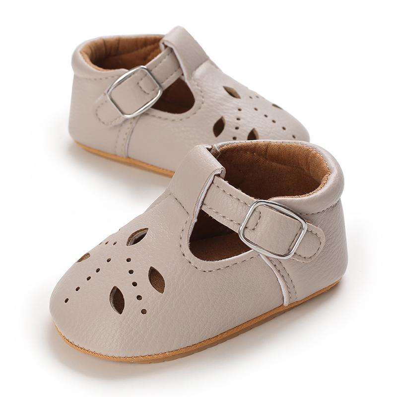Khaki 0-18M Baby Casual Shoes Infant Toddler Bowknot Non-slip Rubber Soft-Sole Flat PU First Walker Newborn Bow Decor Mary Janes