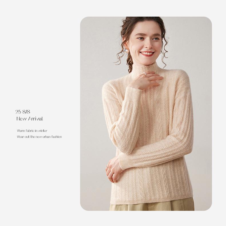 Women's Cable Knit Cashmere Sweater: Loose, Versatile, and Casual, Perfect for Autumn and Winter